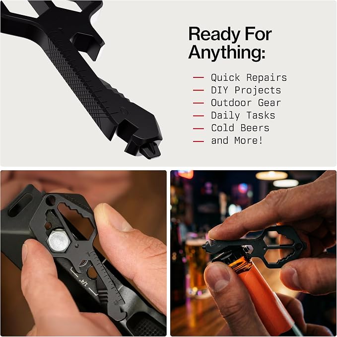 KeySmart Multitool Pro - 18-in-1 Multifunction Key Shaped Tool Pocket Multi-Tool Key Chain Bottle Opener Keychain, Key Multitool Keychain for Men Gift, EDC Gear Keychain, Black, 3 Pack