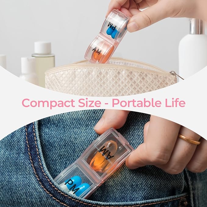 Monthly Pill Organizer 2 Times a Day, one Month Pill Box AM PM, 30 Day Pill Case Small Compartments to Hold Vitamin and Travel Medicine Organizer, 31 Day Pill Organizer, 4 Week Pill Cases（Pink）