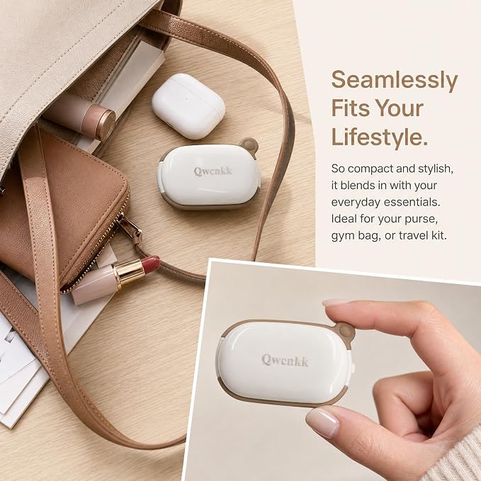 Pill Cutter and Splitter with Case, Compact Travel Pill Cutter with Removable Non-Slip Silicone Pad, Portable Medicine Box for Tablets, Vitamins and Daily Pills, Beige