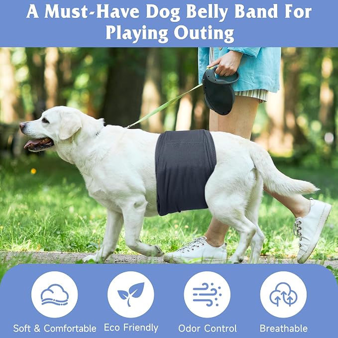 5 Pack Dog Diapers Male Reusable, Premium Belly Bands for Dogs, High Absorbing Male Dog Pee Wraps for Doggie in Incontinence or Excitable Urination Gray,Green,Brown M