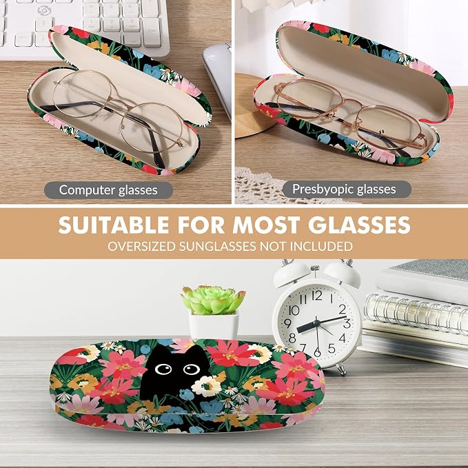 Glasses Case Hard Shell,Portable Protective Eyeglasses Case, Eyeglass Holder Box with Cleaning Cloth, for men women