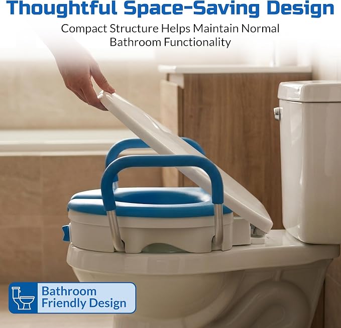 Raised Toilet Seat for Seniors, Elevated Toilet Seat Riser with Padded Seat | Easier, Safer Sit & Stand at the Toilet - padded seat, tool-free assembly