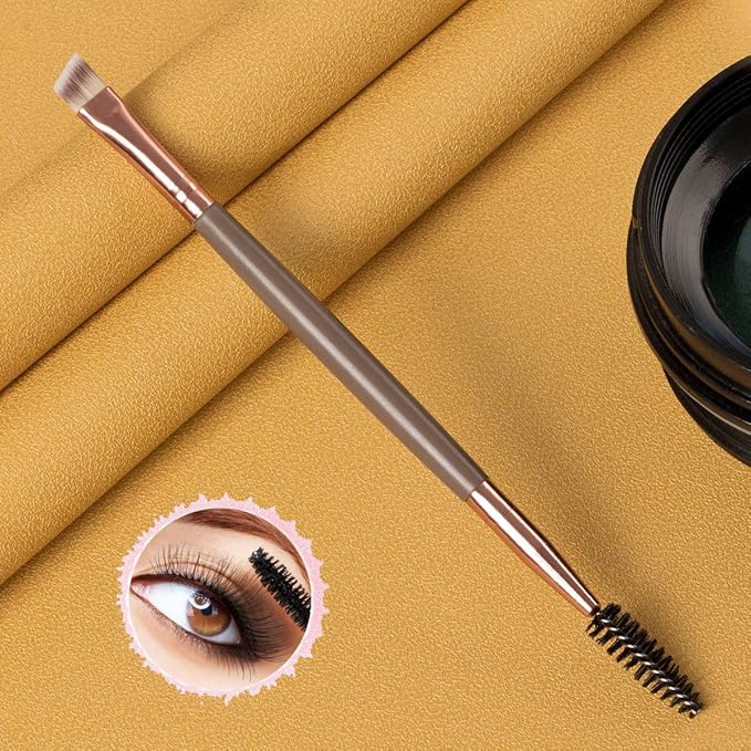 KINGMAS Eyebrow Brush Spoolie Dual Angled Eye Brow Brush Eyelash Comb | Eyebrow Tool for Lining and Shaping Brows or Lashes (Dark Brown)
