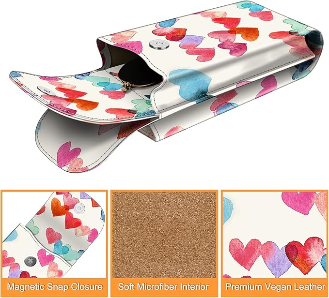 FINTIE Double Glasses Case with Carabiner Hook, Portable Vegan Leather Eyeglass Case Anti-scratch Sunglasses Pouch