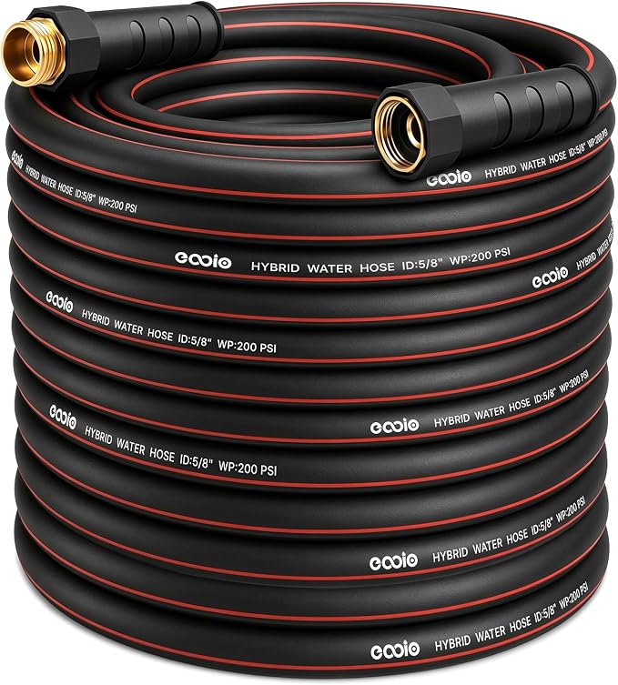 Heavy Duty Garden Hose 100ft, NON-EXPANDABLE Flexible Water Hose, Kink Resistant Lightweight Hybrid Hose, Leakproof Hose Male to Female Fittings