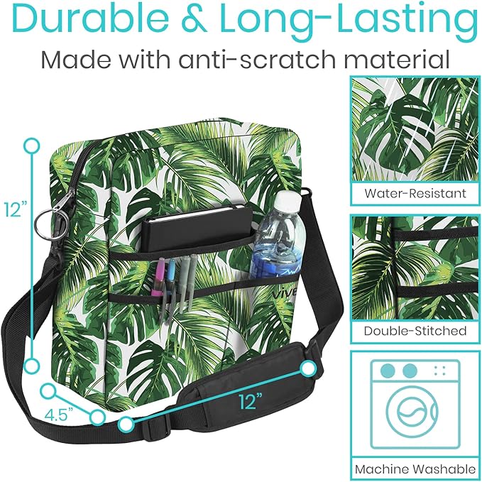 Vive Wheelchair Bag - Machine Washable, Double-Stitched, Water-Resistant Accessory Backpack for Rollators, Wheel Chairs, Walkers - Pouch with XL Pockets & Straps for Quick Installation