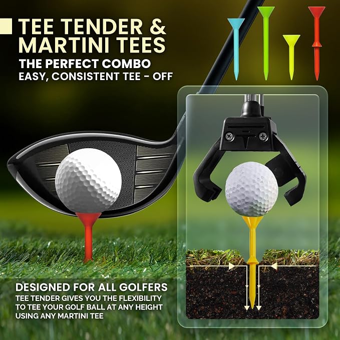 Premier Martini Tee Adaptive Golf Ball Teeing Device for All Golfers – Senior & Adaptive Golf Aid for Effortless Tee Placement and Improved Accessibility Golf Ball Retriever