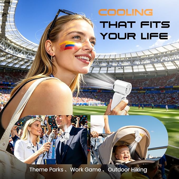 Portable Clip-On Mini Fan Handheld Turbo Fan with 100 Speeds 3000mAh | Rechargeable Stroller Fan Pocket Size USB Cooling Fan for Travel, Camping, Lash Tech & Office