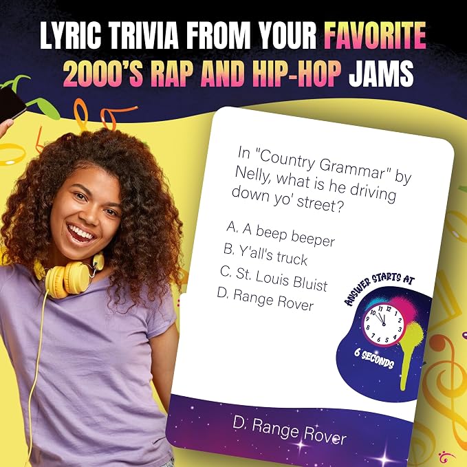 Lyric Legend 2000s Hip-Hop and Rap Music Trivia Game - Adult Games for Game Night - Good for Groups – Finish The Lyrics Party Game - Multiple Choice, Listen While You Play with Included Playlist!