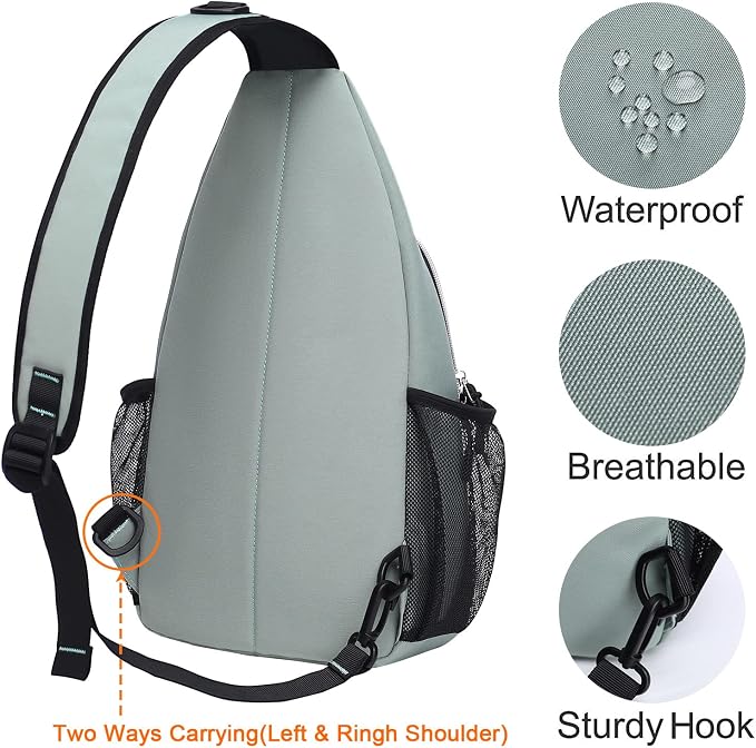 MOSISO Small Sling Bag for Men, Crossbody Shoulder Chest Daypack Bag | Sling Backpack for Casual Travel Hiking