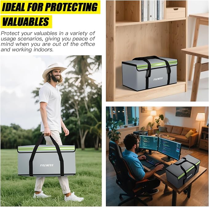 Large Fireproof Safe Bag, 24x12x12'' Fireproof Document Bag, Large capacity waterproof storage bag with reflective strips, Firesafe Box for File,Cash,Passport,Keys
