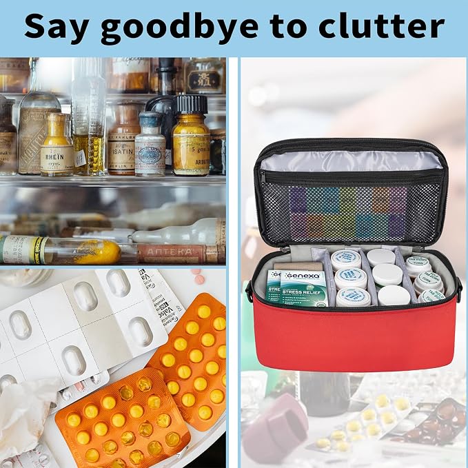 2 Layers Medicine Organizer Bag with Portable Pouch, Pill Bottle Organizer Bag, Lockable Medical Travel Case for Pills, Vitamin, Medical Supplies