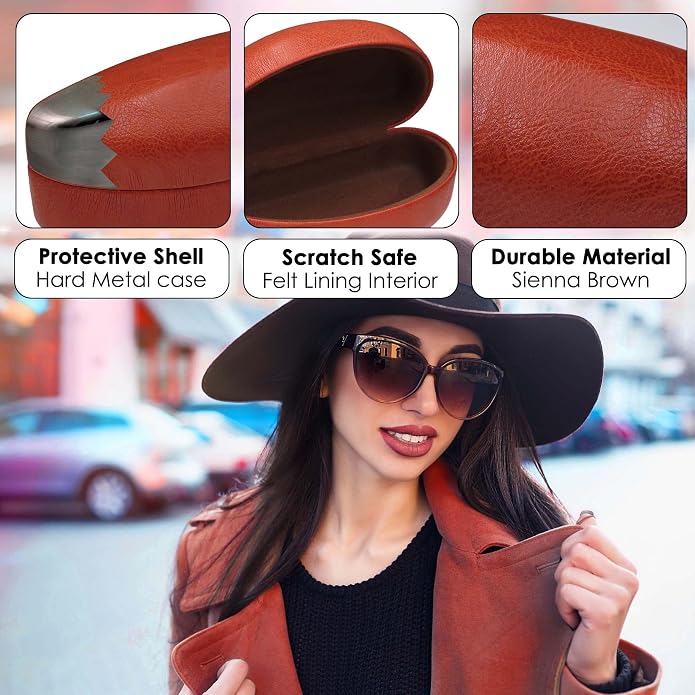 MyEyeglassCase - Large Sunglasses Case - Glasses Holder with Pouch & Cloth - Eyeglass Hard shell Medium - Extra Large frames
