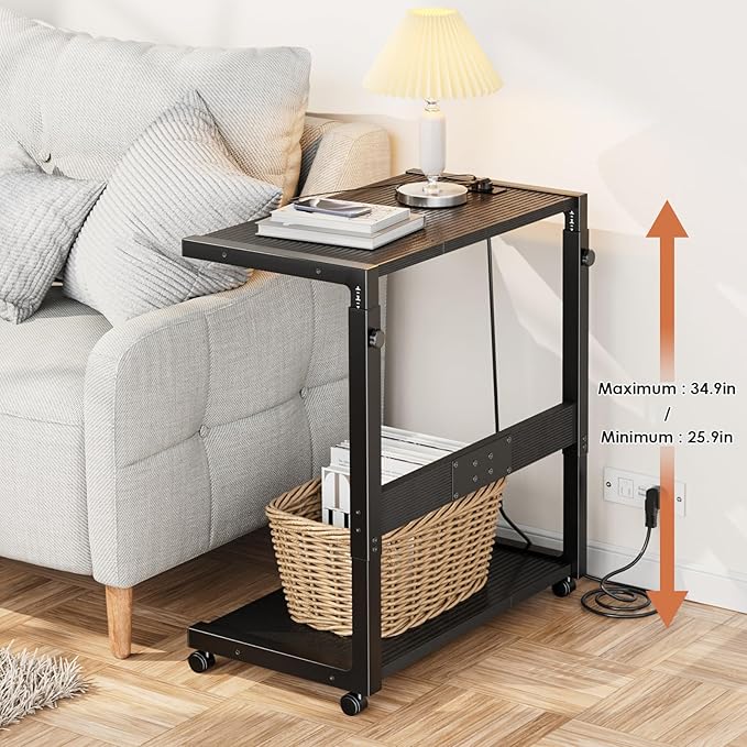 JANE EYRE PC Tower Stand - Adjustable Computer Tower Stand with Charging Station CPU Holder with Wheels for Home Office Gaming, Upgraded Larger Size 25.9" to 34.9" Height