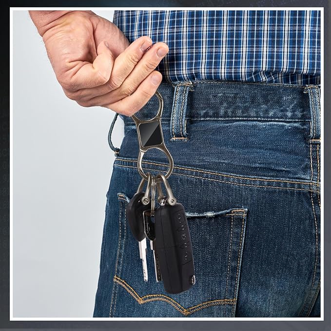 Yaocom 2 Pcs Keychain Quick Release Spring with 8 Stainless Key Rings and 4 D Rings Detachable Car Key Chain Spring Clip