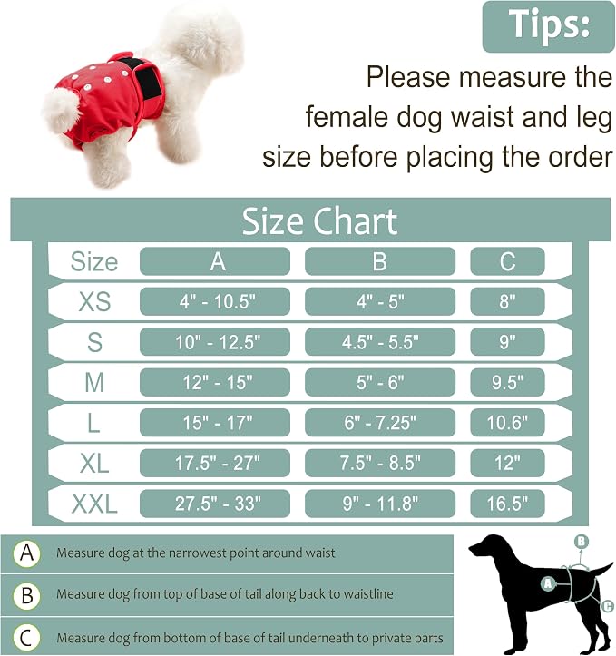 Female Dog Diapers - Reusable Diapers for Doggie in Heat - Highly Absorbent for Pet Incontinence with Adjustable Snaps (Pack of 3) Red Black Purple, XXL