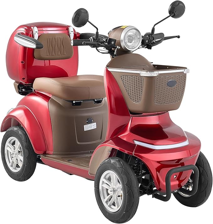 VEVOR Heavy Duty 4-Wheel Mobility Scooter, Powerful 1000W Brushless Motor, 500 lbs Capacity, 21.5 Miles Long Range, All Terrain Mobility Scooter with Lockable Trunk for Seniors & Adults