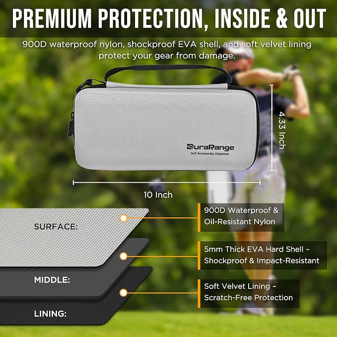 DURARANGE Golf Accessories Organizer Case with Glove Shaper | Organizes gloves, balls, tees, markers and divot tools with elastic loops, mesh pockets and a removable glove shaper.