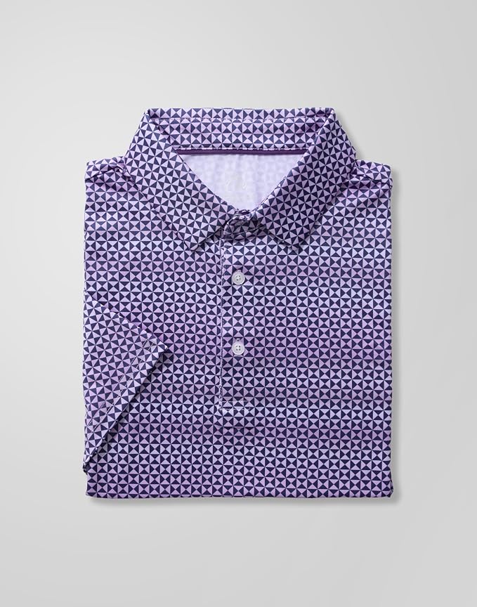 Obla Mens Golf Polo Shirts Short Sleeve Dry Fit Performance Moisture Wicking Casual Print Collared Golf Shirts for Men
