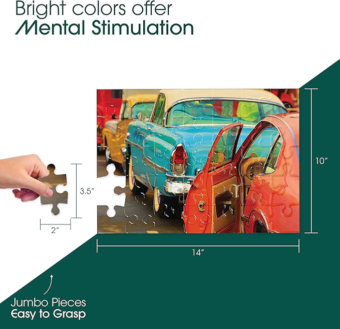 Keeping Busy 35 Piece Cars Puzzle for Seniors with Dementia Box | Color Coded Templates Dementia Puzzles for Seniors Gift for Nursing Home Residents Gifts for People in Nursing Home Alheimers Activity