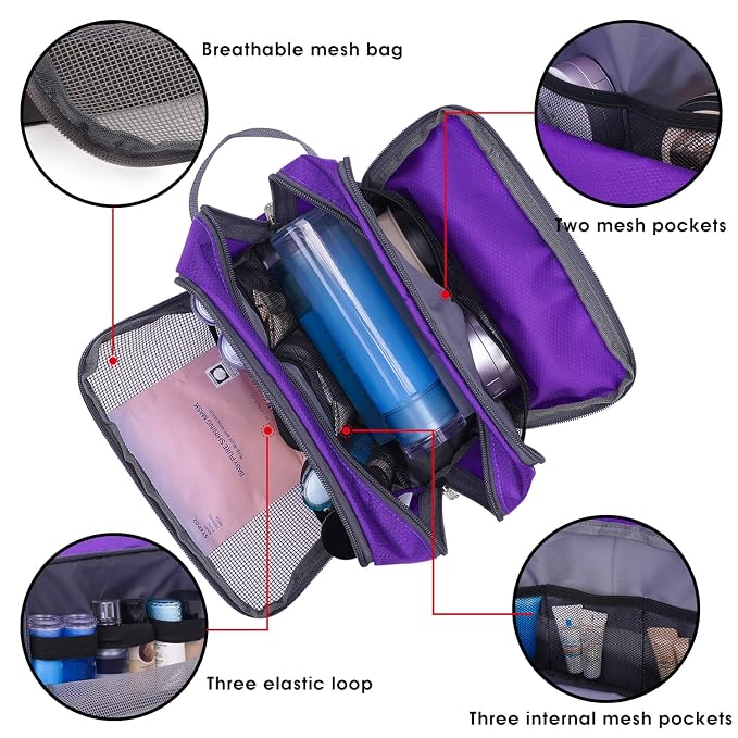 WANDF Travel Toiletry Bag for Men, Small Dopp Kit for Toiletries | Water-Resistant Fabric, Travel Bag for Toiletries, Compact Storage, Shaving Accessories, Weekend Trips