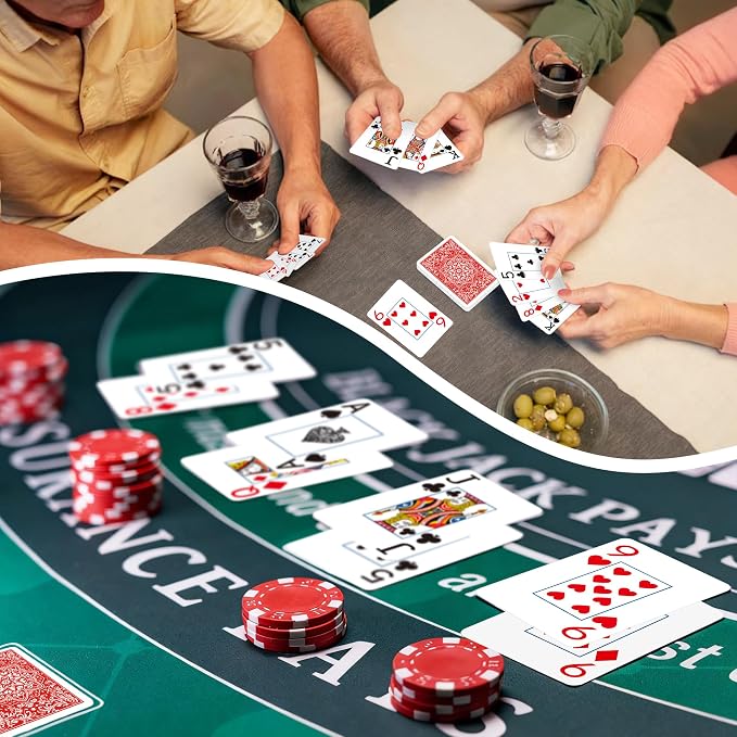 Playing Cards, Deck of Cards, Poker Cards, Jumbo Poker Size Large Print Playing Cards for Adults Seniors, Card Games for Family Game Night Table Games Magic Casino Theme Party (Red)