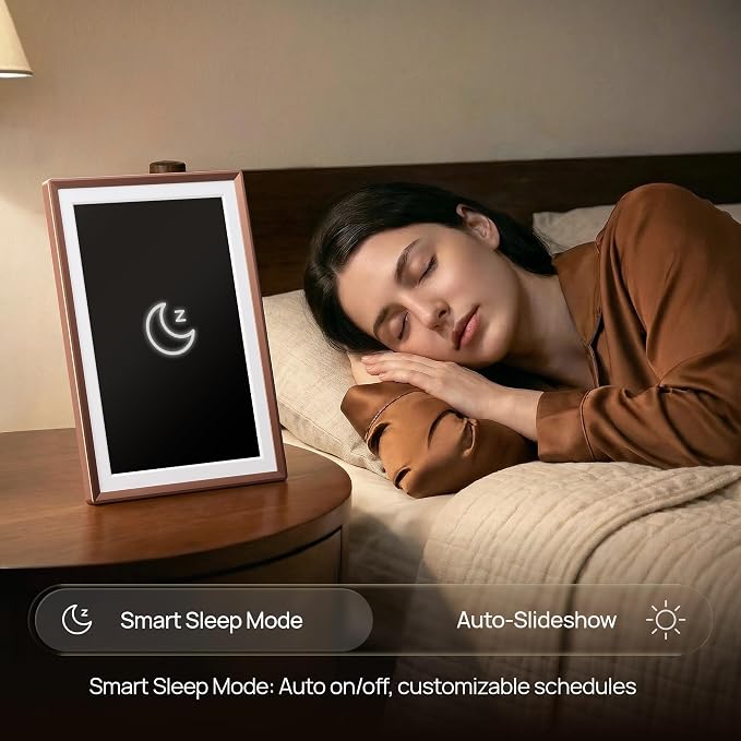 ARZOPA 14" WiFi Digital Picture Frame Free Cloud Storage No Subscription 1920x1200 Touchscreen Metal Frame Load Live Photos Videos from Phone Ideal for Gifting - D14 Mocha Brown