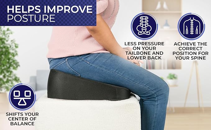 YogiBum Patented Cushion | Extra Large Tailbone Gap | Small Size for 100 lbs to 190 lbs | Relief for LowBack, Tailbone, Sciatica, Hemorrhoids | Snug Fit on Office/Computer Chairs
