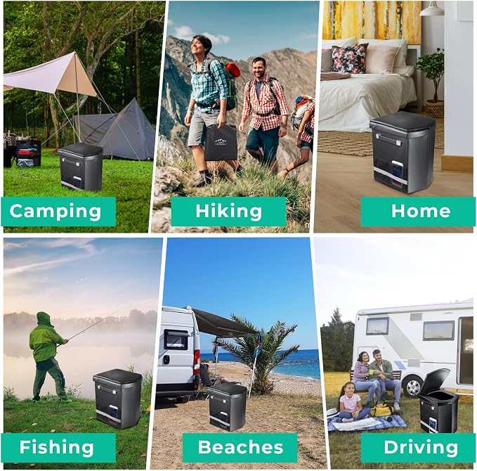 2026 Upgraded XL Portable Toilet for Adults,Tall Camping Toilet with Lid and Convenient Carry Bag, Portable Potty for Camping, Hiking, Car Travel,Truck, RV, Boating, Road Trips, Beach (Black, 17.5''H)
