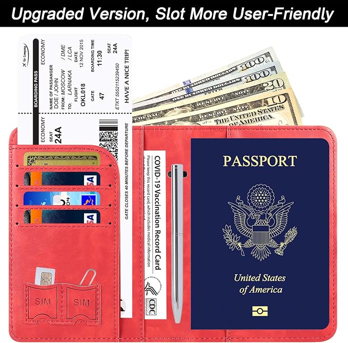 LOHASLIFE Passport Holder for Travel Essentials, Passport Cover Wallet | Leather Rfid Blocking Card Case, Travel Accessories, Vacation Luggage Must Haves, for Men Women