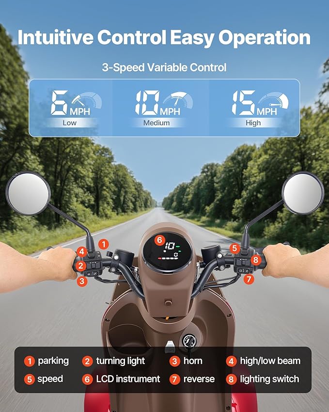 VEVOR Heavy Duty 4-Wheel Mobility Scooter, Powerful 1000W Brushless Motor, 500 lbs Capacity, 21.5 Miles Long Range, All Terrain Mobility Scooter with Lockable Trunk for Seniors & Adults