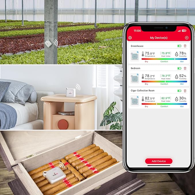 TempPro TempAir Bluetooth Thermometer Hygrometer, 260 ft Temperature Sensor | Greenhouse Thermometer with Remote App Control, Temperature and Humidity Monitor with 2-Year Data Logging Export, 3 pack