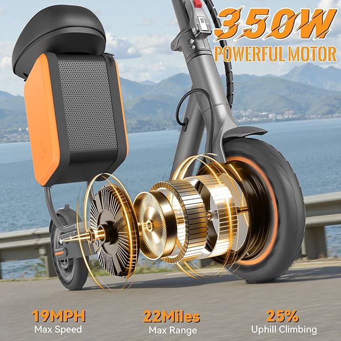 Electric Scooter for Adults, Folding E Scooter with 350W/500W Motor 16-24 Mph Top Speed, Max 15-60 Miles Long Range, 6.5''/8.5''/10''/14'' Solid Tires Commuting Scooters, Dual Brakes, APP