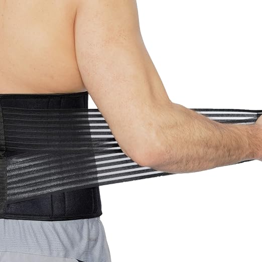 NeoTech Care Neoprene Back Brace for Men or Women - Adjustable & Breathable Lumbar Support Belt for Lower Back Pain (Black, Size XL)