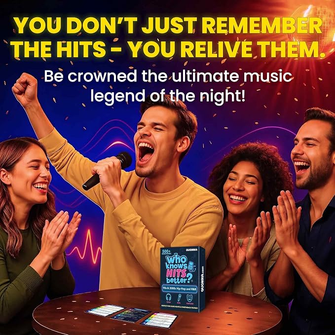 Quokka Who Knows Hits Better? 500+ Questions Music Games – 90s & 2000s Hip-Hop & R&B Edition – The Ultimate Music Trivia Challenge for Adult & Family Party Games – Fun Karaoke & Singing Game Night