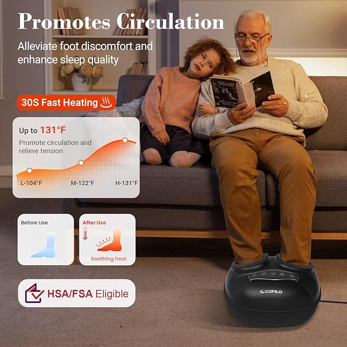 FSA Eligible HSA Foot Massager with Heat [Remote Control], Shiatsu Foot Massager Machine 5 Compression Levels, Electric Feet Massager for Foot Pain Relief, Gifts for Seniors Elderly Parents