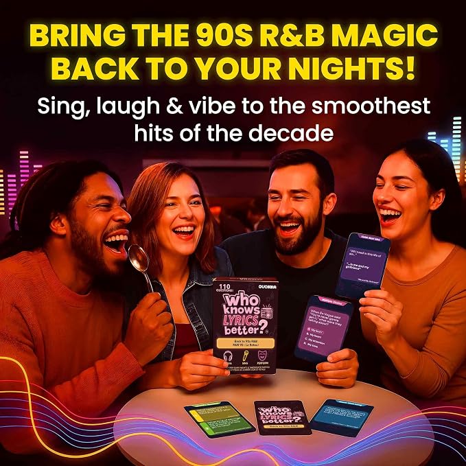 Quokka Who Knows Lyrics Better? 110 Throwback Questions – Back to 90s R&B – Ultimate Music Trivia and Singing Game for Adult & Family Party Games – Fun Lyric Challenge for Teens, Girls & Game Nights