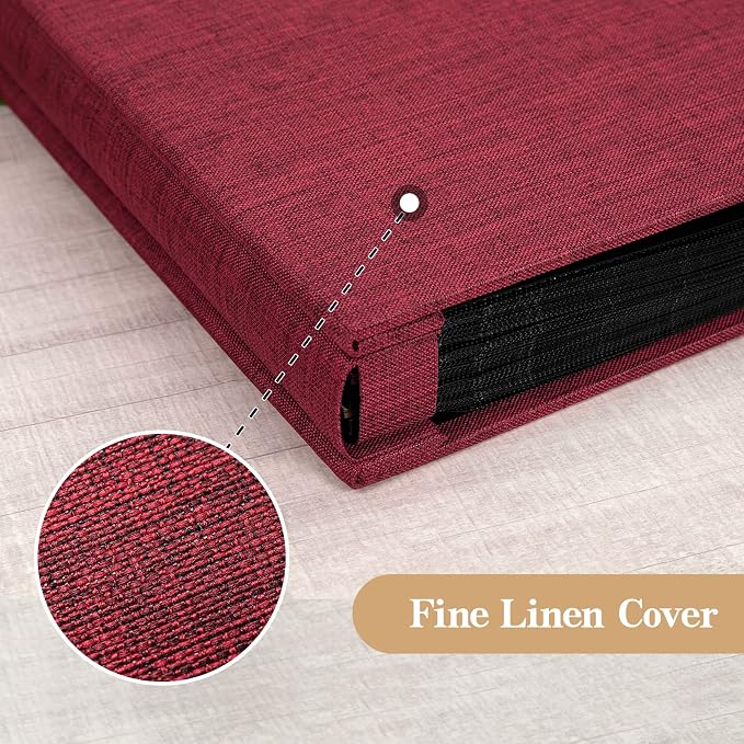 potricher Small Photo Album 4x6 200 Photos Linen Cover Picture Photo Book for Family Wedding Anniversary Baby Vacation (Red,200 Pockets)