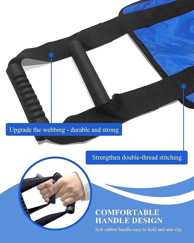 SPRING SEAON Transfer Sling - Essential Transfer Belt Lifting Strap for Elderly and Disabled with Mobility Aids- Lift Assist Gait Belts for Seniors for Home, Hospital, Nursing Care (Blue)