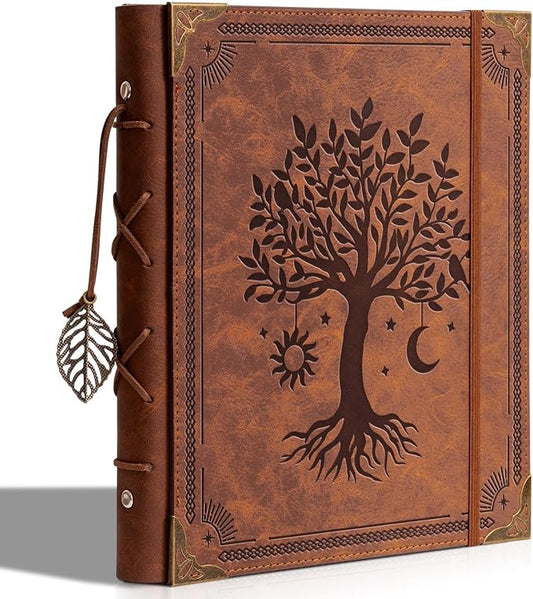 Vintage Photo Album 4x6 Leather Scrapbook Album with Writing Space 120 Photos & 30 Sheets DIY Paper Memory Albums Book for Anniversary Travel Vacation Family Tree, Brown