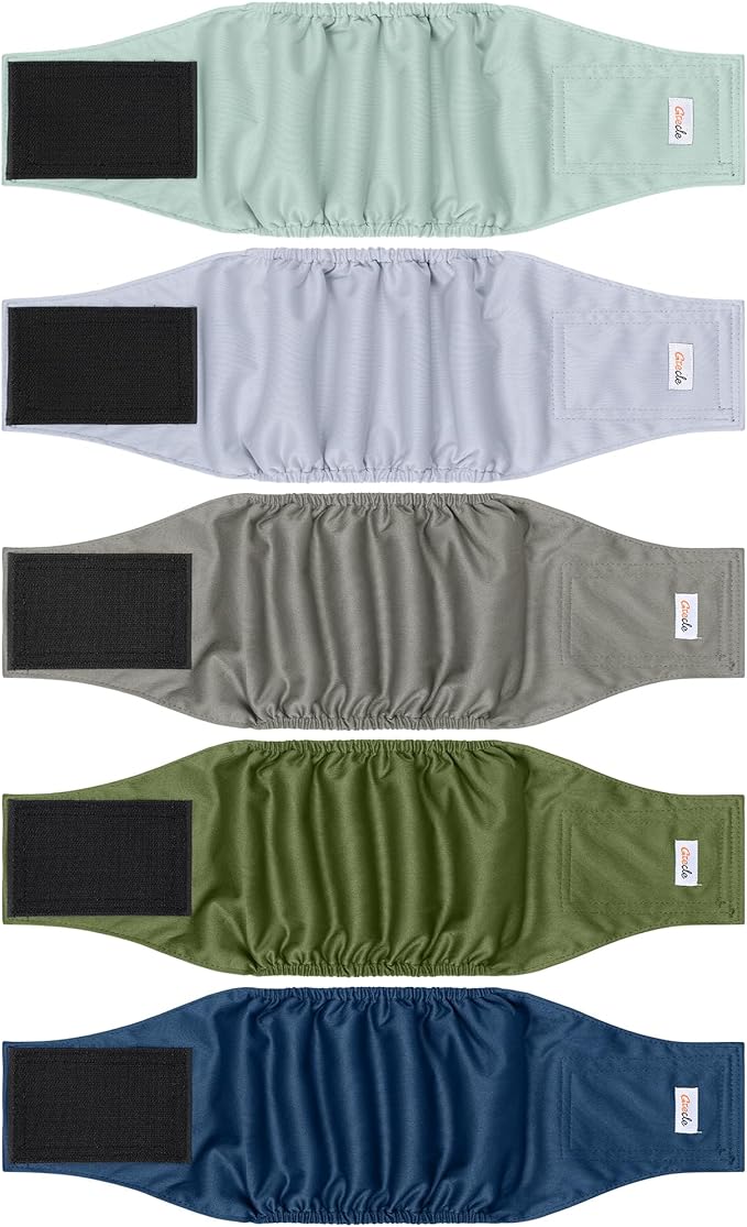 5 Pack Dog Diapers Male Reusable, Premium Belly Bands for Dogs, High Absorbing Male Dog Pee Wraps for Doggie in Incontinence or Excitable Urination Green XS