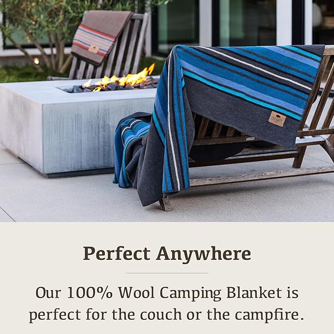 Chubbuck 100% Wool Blanket Camping (60" x 84") - Large Warm Blankets for Camping, Emergency, Outdoor Concerts and Home Use - Fire Retardant Blanket, Soft and Warm Blankets for Winter (Lakeland)