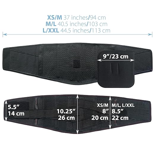 ORTONYX Back Brace With Lumbar Support Pad - Medical Grade Lumbosacral Belt for Men and Women - with Lumbar Pad, Lower Back Pain Relief, Herniated Disc, Sciatica, Degenerative Disc Disease -XL/XXL (39.7"-47.6")Black