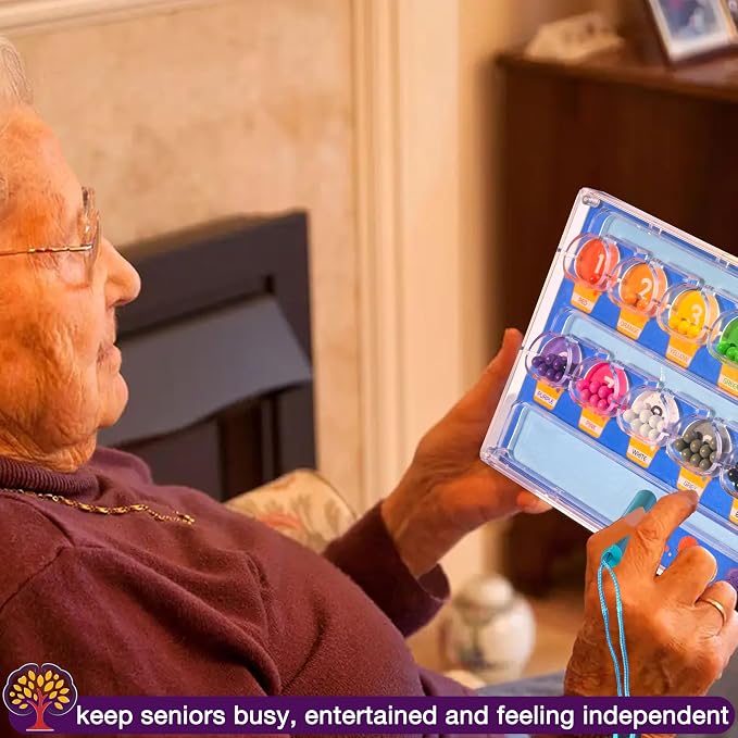 Memory Game for Senior, Dementia Activity Alzheimers Products for Elderly | Wooden Handhold Easy Magnetic Color & Number Activities for Parkinson Patients, Memory Care Cognitive Puzzle Matching Board