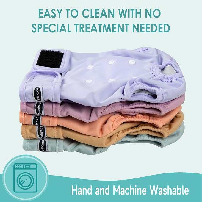 Tuiskusa Reusable Washable Dog Diapers Female, Highly Absorbent Doggie Diapers, Size Adjustable Puppy Diapers for Dog Period Panties(5 Pack)