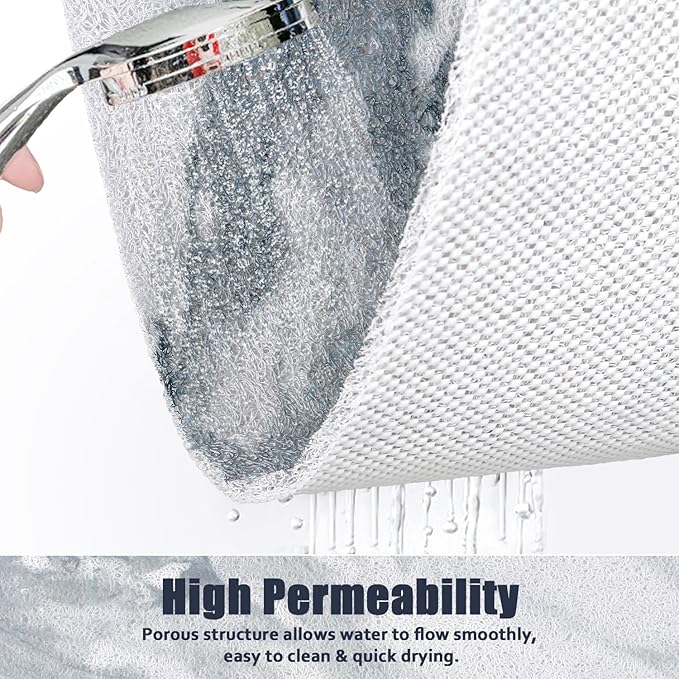 Shower Mat Non Slip - 24x24 Inch Soft Comfort Bath Mat with Drainage Holes, PVC Loofah Massage Bathmat for Shower, Tub, Bathroom, Wet Areas, Quick Drying