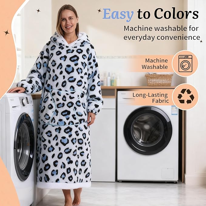 Blanket Hoodie, Long Hooded Blanket Sweatshirt as Birthday Gifts for Women Men, Long Wearable Blanket for Women Men.