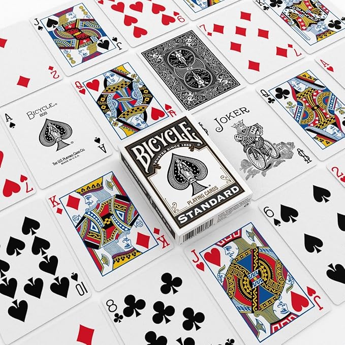 Bicycle Black Playing Cards Standard Index Poker Size Classic Deck | Sleek black Rider Back design, Air Cushion Finish, Made in USA, For poker rummy euchre canasta and pinochle