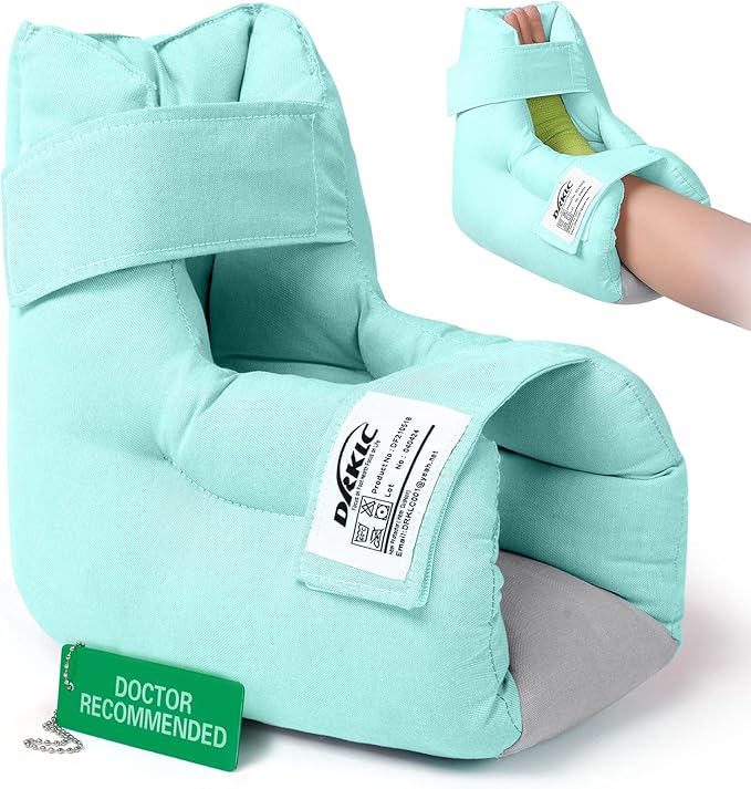 Heel Protector Cushion Pillow to Relieve Pressure from Sores and Ulcers, Adjustable Foot for Bedridden Patients Supplies, Ankle Pillow for Heel Pain (Light Green - 1 PC)