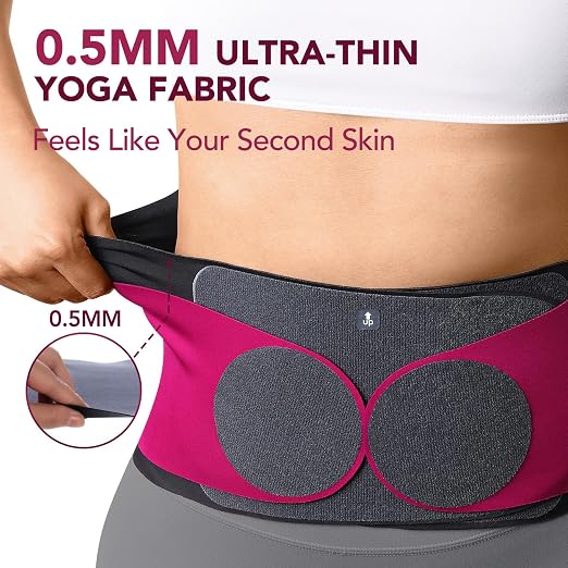 Ultra Thin Back Brace for Women Men, Seamless Yoga Fabric for All Day Comfort, Slim-Fit, Wear under Clothes, Removable Lumbar Pad for Lower Back Pain, Sciatica, Posture, Lifting, Rose, Size M